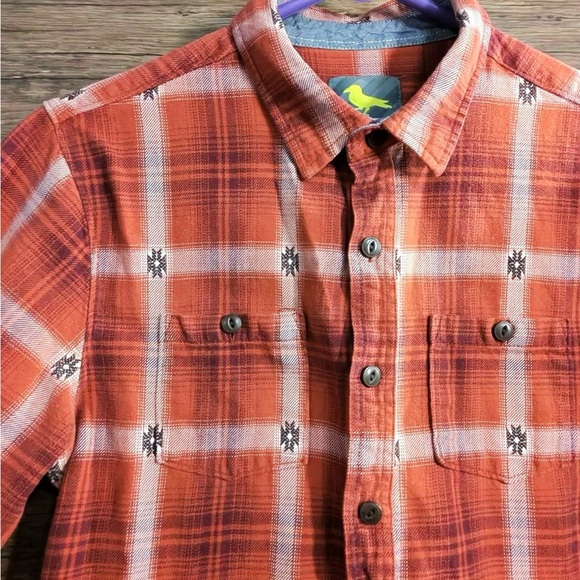 Modern Amusement Plaid Rust Orange Button Down Shirt - Picture 3 of 8